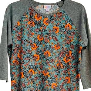 NWOT LuLaRoe Randy Floral Baseball Raglan T Size Medium